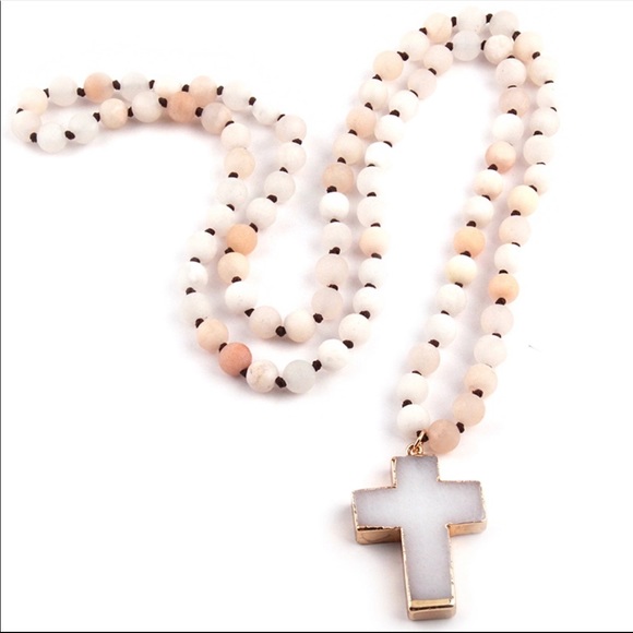 Jewelry - Asrtisan Rose Quartz Cross Necklace